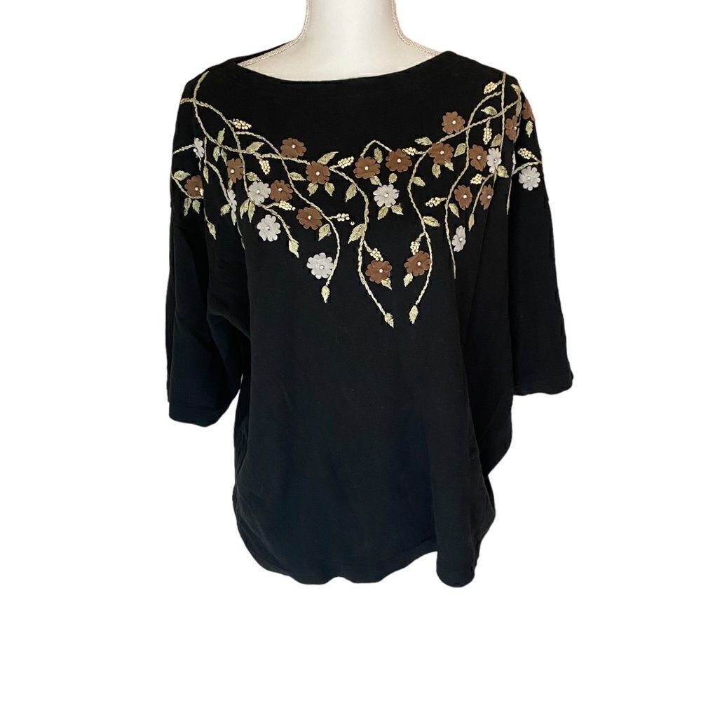 Brownstone Studio New York Embroidered Beaded Top Size Large